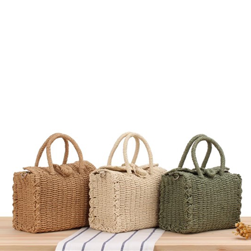Woven Basket Set - Sommer Stroh Strand tasche handgemachte Handtasche