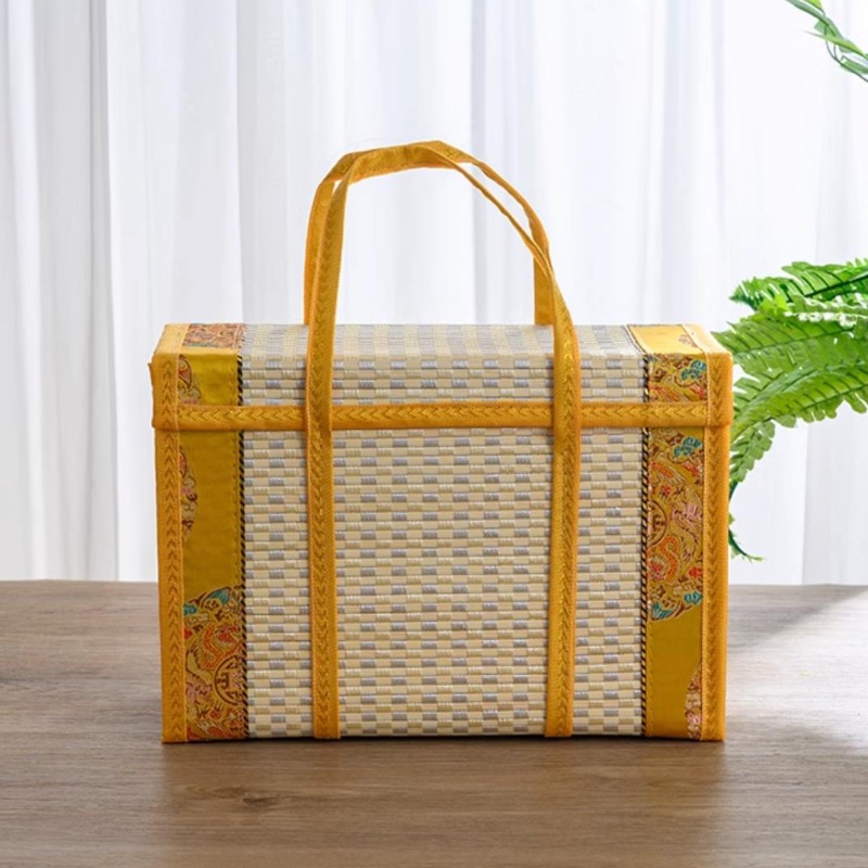 Woven Basket Set - Faltbare Umweltfreundliche Aufbewahrungstaschen Chinesische Festival-Geschenkbox Rechteckiger