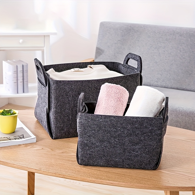 Woven Basket Set - 3-teiliges Set Filz-Aufbewahrungsboxen mit Griffen in