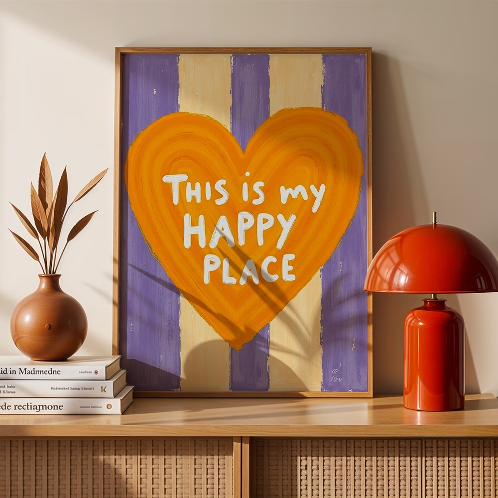 Interior Design Living Room - Moderner, Retro-Wandkunstdruck mit Sprüchen „This Is