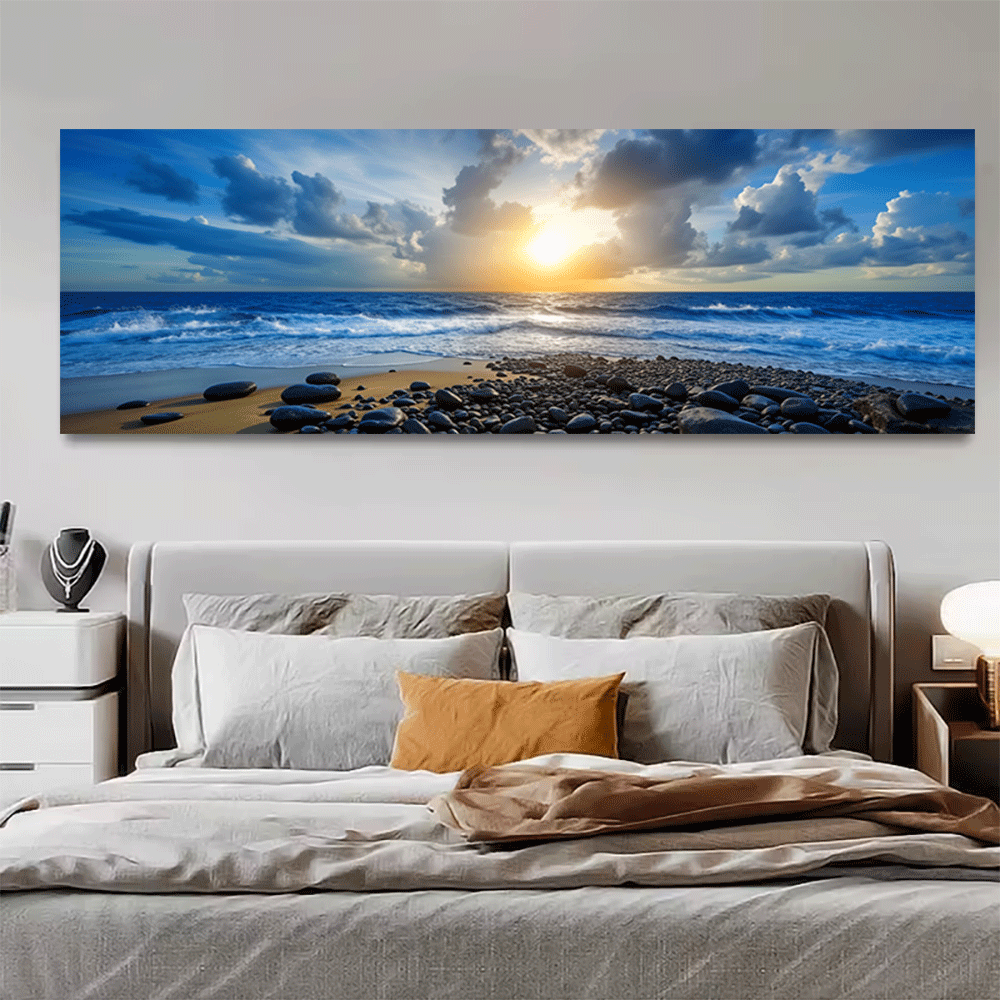 Interior Design Photo - 1 Stück Leinwand-Poster, ungerahmt, Ozean, Sonnenuntergang,
