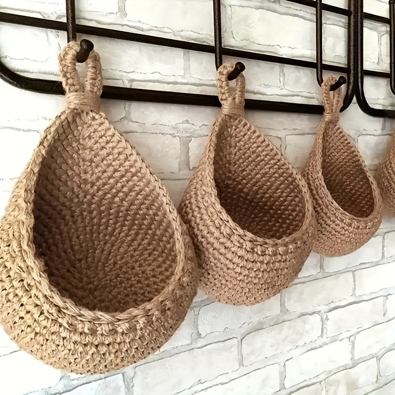 Woven Basket Set - 3 Stück/Set Makramee-Obstkorb zur Wandmontage mit
