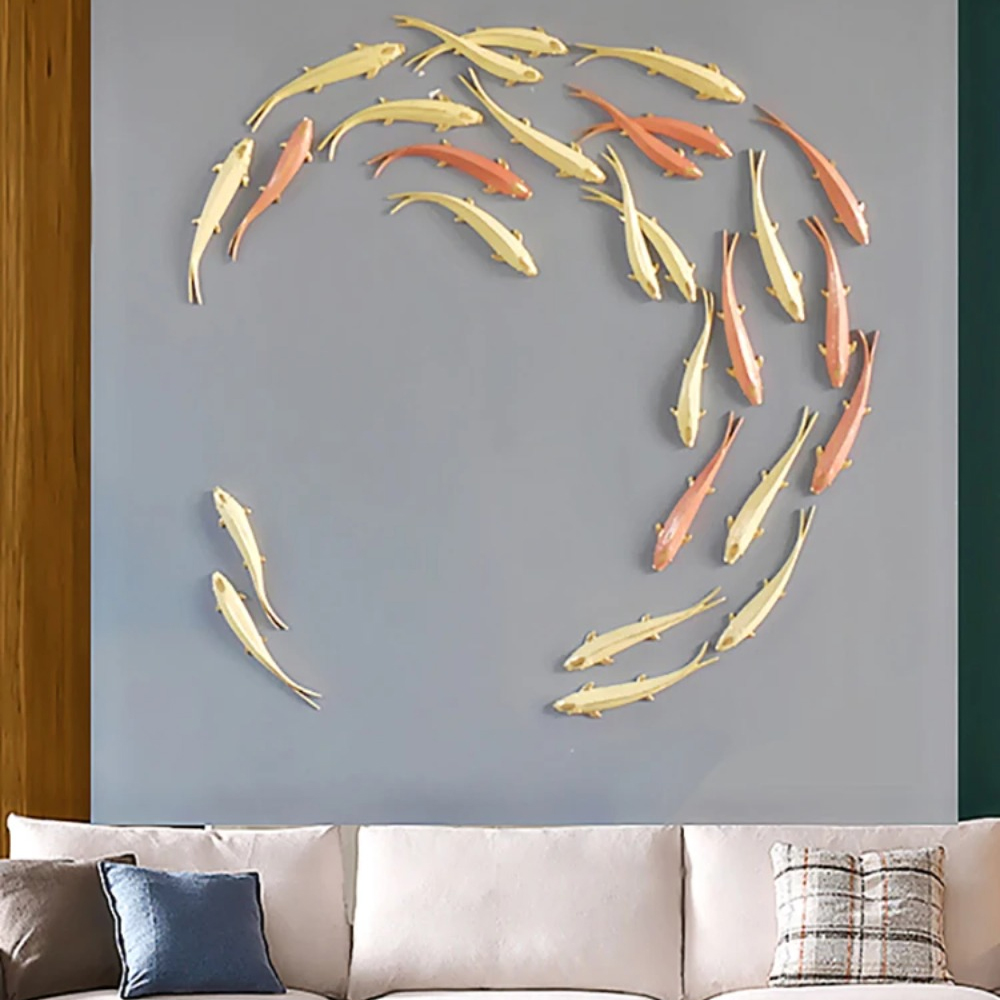 Interior Design Gold - Europäischer Stil Wanddekoration Dreidimensionaler Goldener Fisch