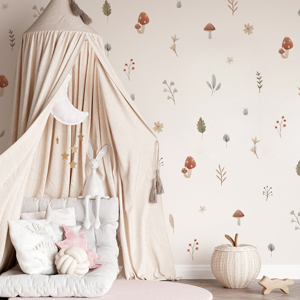 Boho Cartoon Pilz Zweig Blätte – Interior Design Quotes Bewertung und Preis