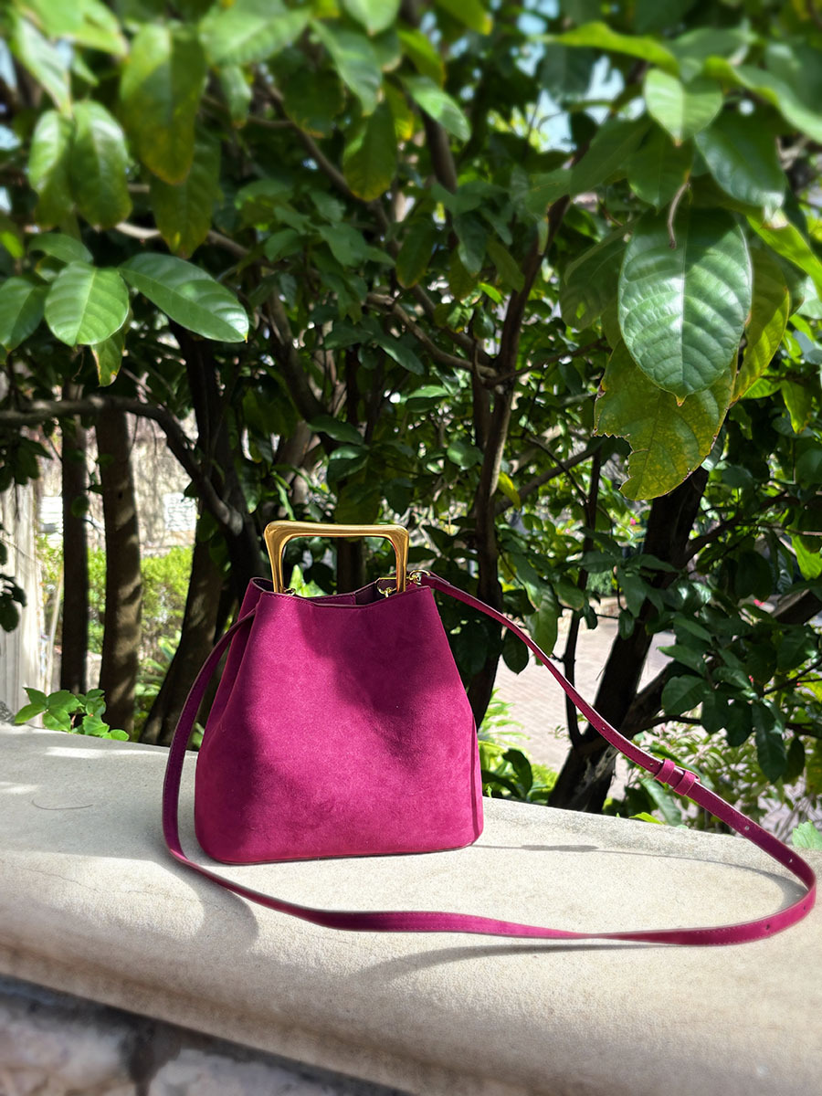 Luxuriöse Wildleder-Bucket-Bag – Interior Design Gold Bewertung und Preis